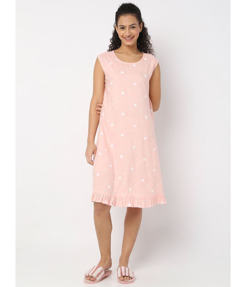     			Smarty Pants - Peach Cotton Women's Nightwear Night Dress ( Pack of 1 )