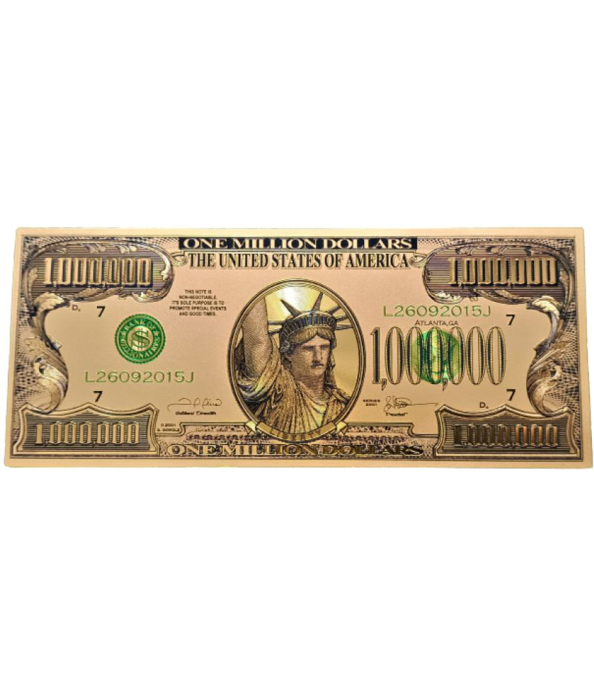     			USA 100000 US (1 MILLION) DOLLAR 24 KT GOLD PLATED NOTE