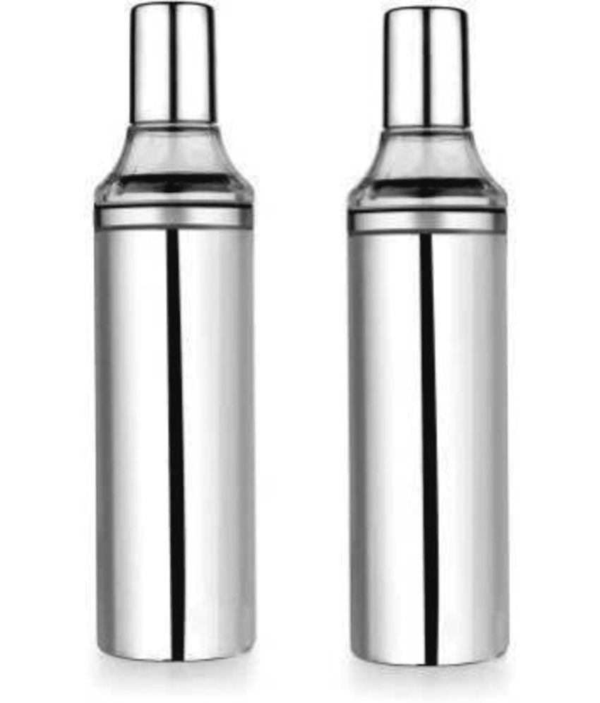     			Visaxmi Oil Dispenser Steel Silver Oil Container ( Set of 2 )