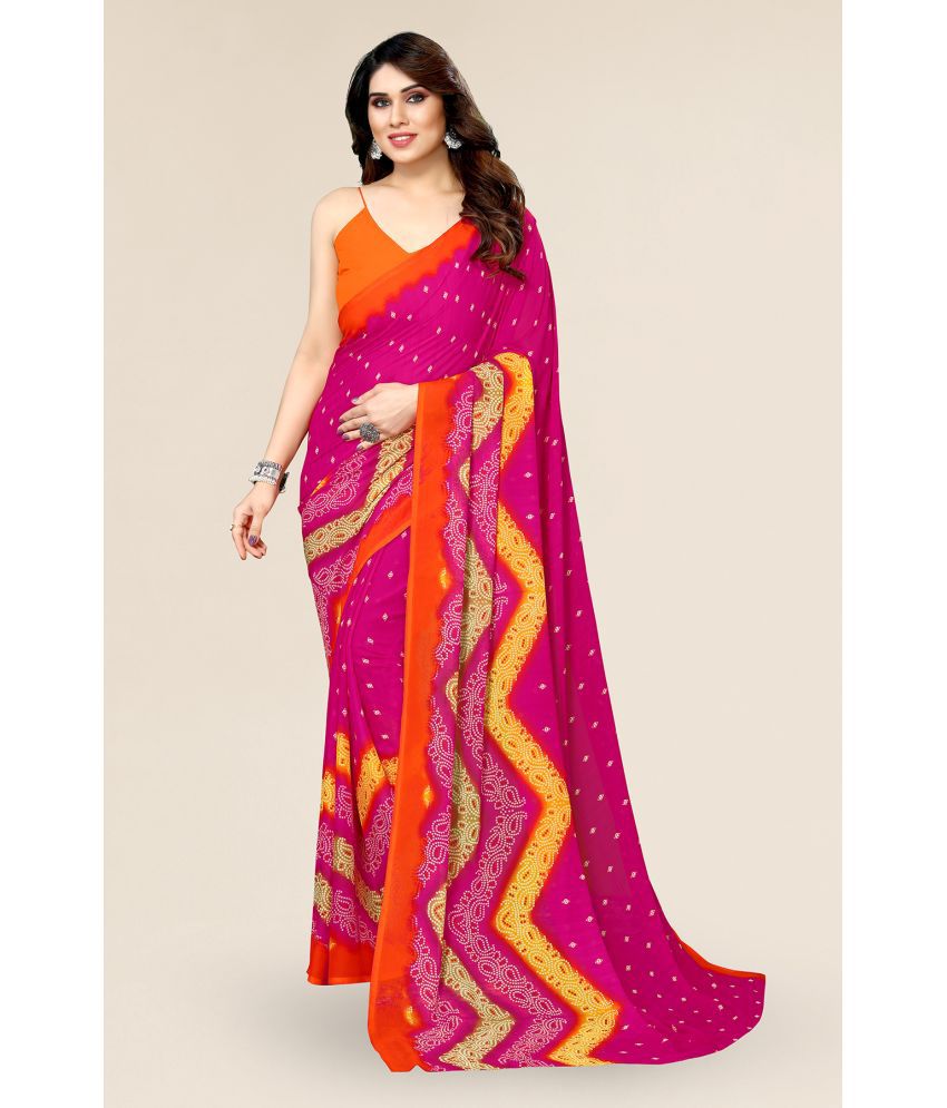     			Kashvi Sarees Georgette Printed Saree Without Blouse Piece - Pink ( Pack of 1 )