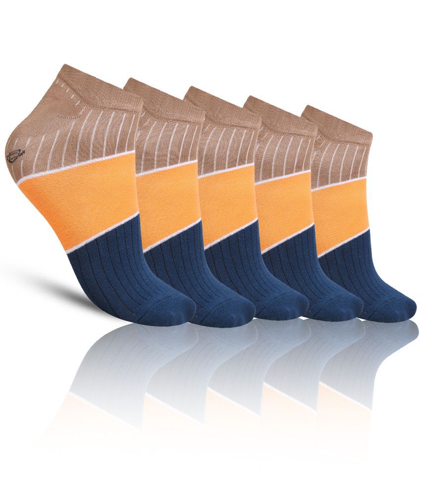     			Dollar - Cotton Men's Printed Orange Low Ankle Socks ( Pack of 5 )
