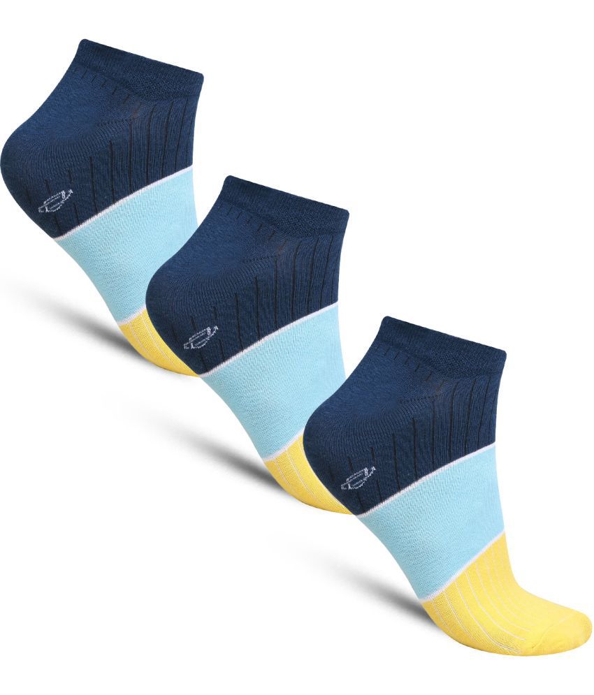     			Dollar - Cotton Men's Printed Blue Low Ankle Socks ( Pack of 3 )