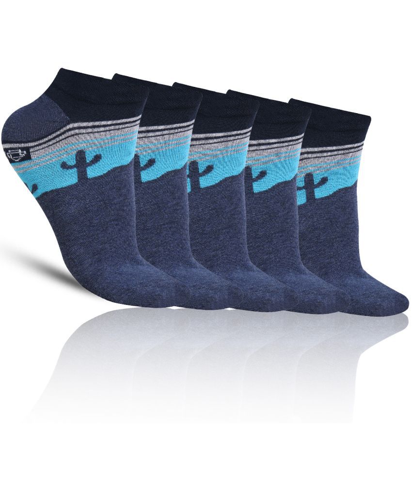     			Dollar - Cotton Men's Printed Blue Low Ankle Socks ( Pack of 5 )