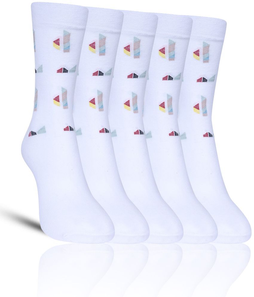     			Dollar - Cotton Men's Self Design White Full Length Socks ( Pack of 5 )