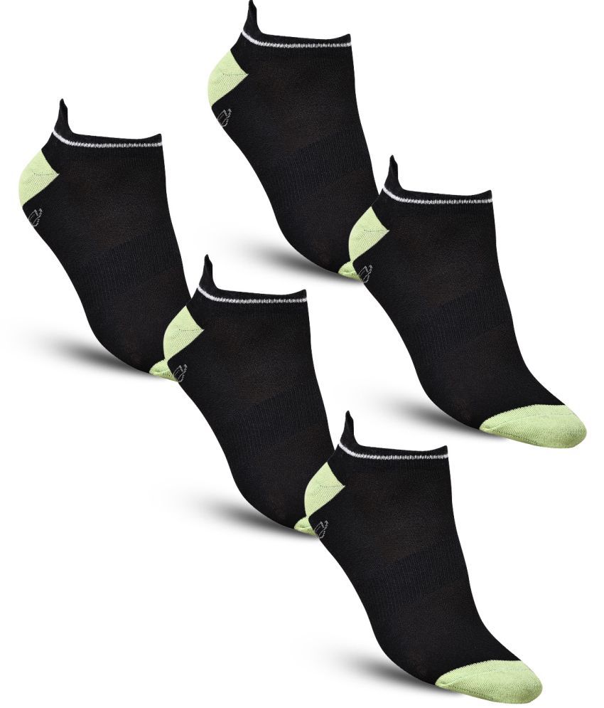     			Dollar - Cotton Men's Self Design Black Ankle Length Socks ( Pack of 5 )