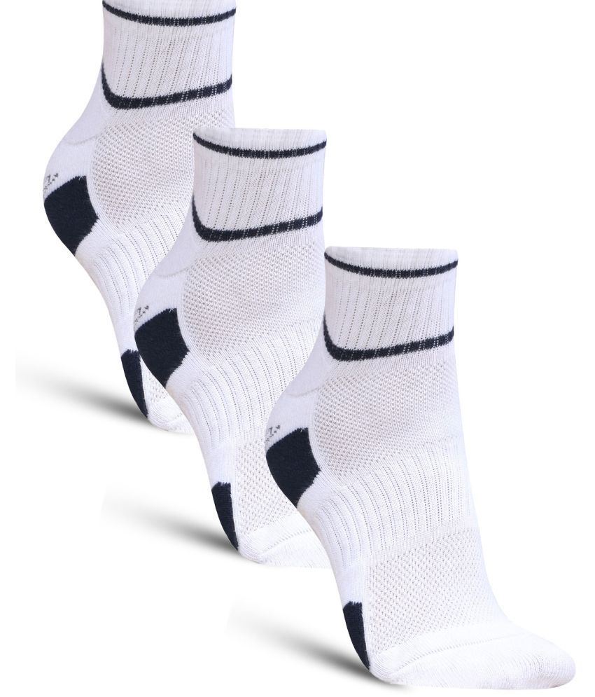     			Dollar - Cotton Men's Self Design White Ankle Length Socks ( Pack of 3 )