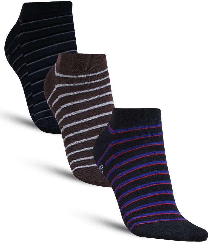     			Dollar - Cotton Men's Striped Multicolor Low Ankle Socks ( Pack of 3 )