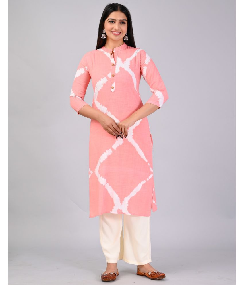     			MAUKA Rayon Printed Kurti With Palazzo Women's Stitched Salwar Suit - Pink ( Pack of 1 )