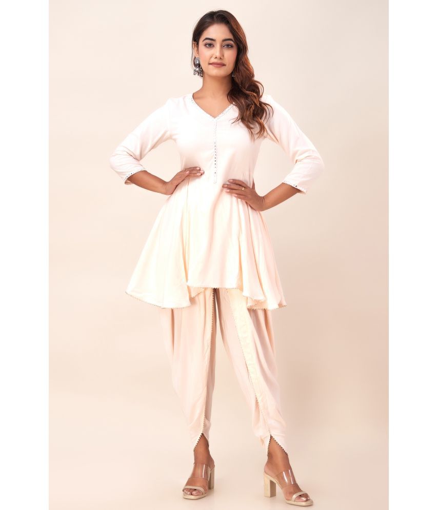     			NeshamaKurti Viscose Solid Kurti With Dhoti Pants Women's Stitched Salwar Suit - Pink ( Pack of 1 )
