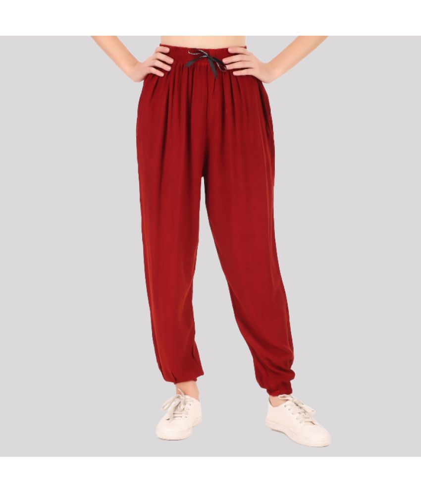     			PPTHEFASHIONHUB - Maroon Rayon Regular Women's Joggers ( Pack of 1 )