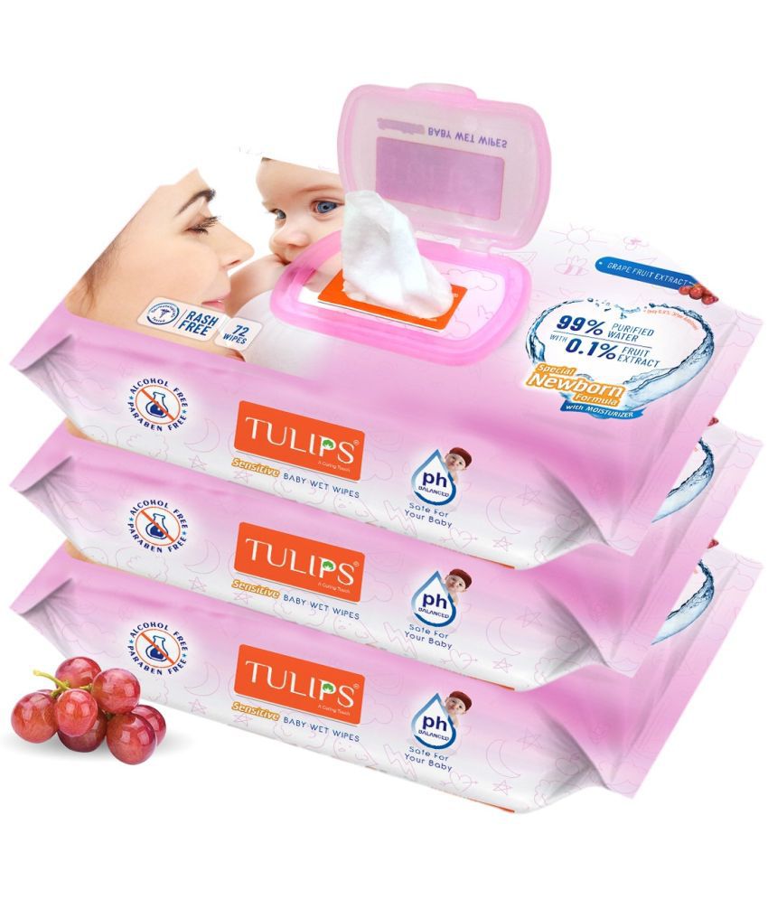 Tulips - Scented Wet wipes For Babies ( Pack of 3 )