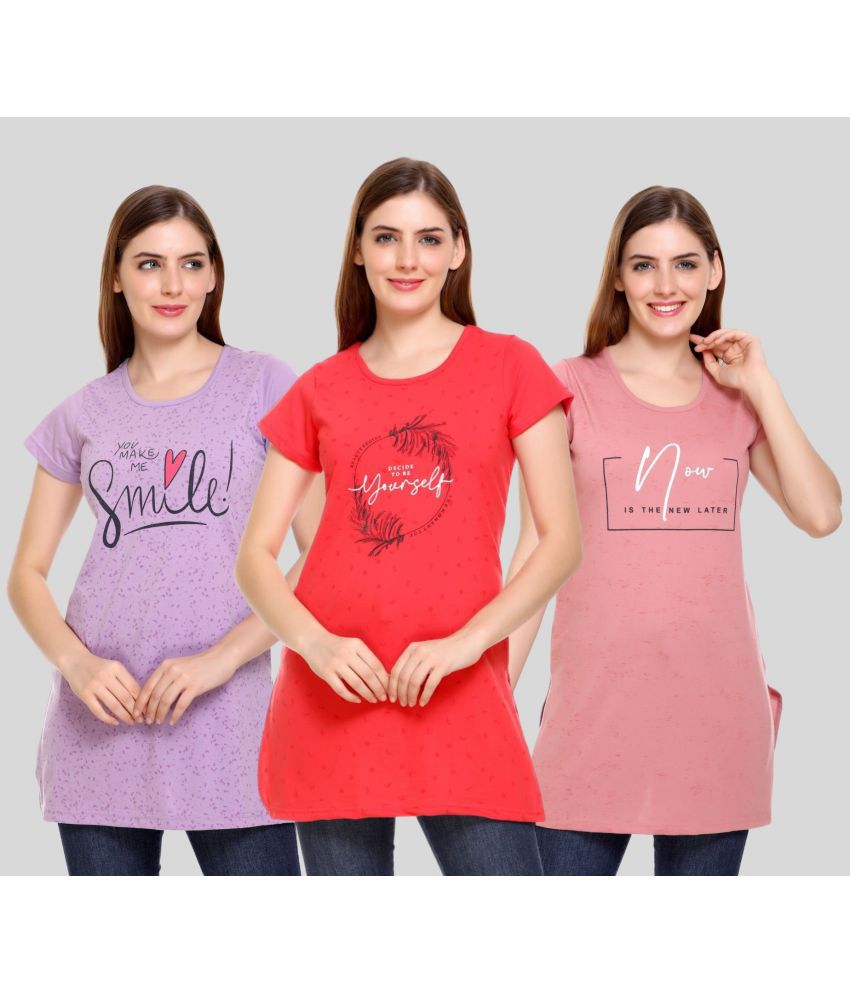     			White Moon - Pink Cotton Blend Regular Fit Women's T-Shirt ( Pack of 3 )