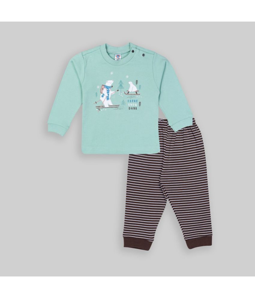     			Zero - Sea Green Cotton Blend Baby Boy T-Shirt & Trouser ( Pack of 1 )