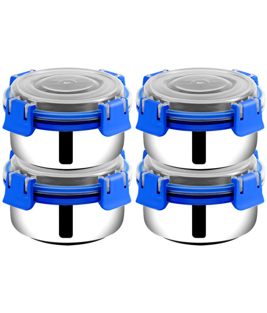     			Kitchen Haven Smart Clip Lock Steel Blue Food Container ( Set of 4 )