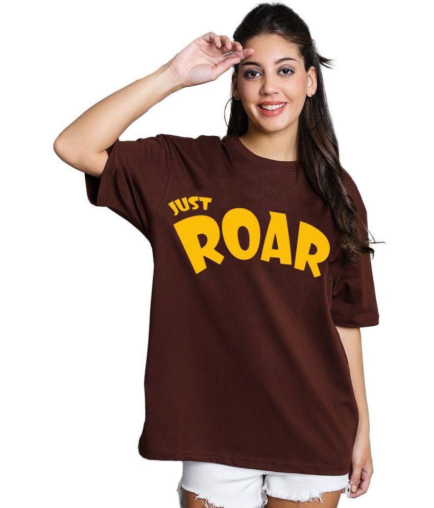     			Leotude - Brown Cotton Blend Oversized Women's T-Shirt ( Pack of 1 )