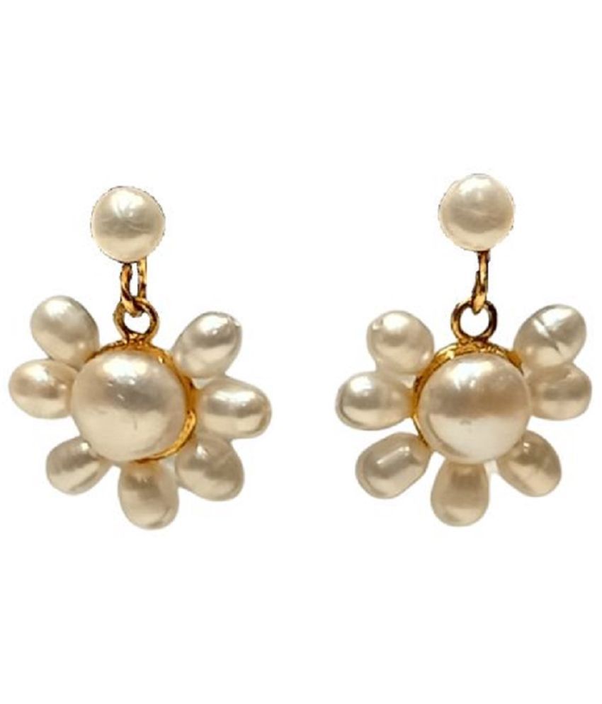     			Mannatraj Pearls & Jewellers - White Chandbalis Earrings ( Pack of 1 )