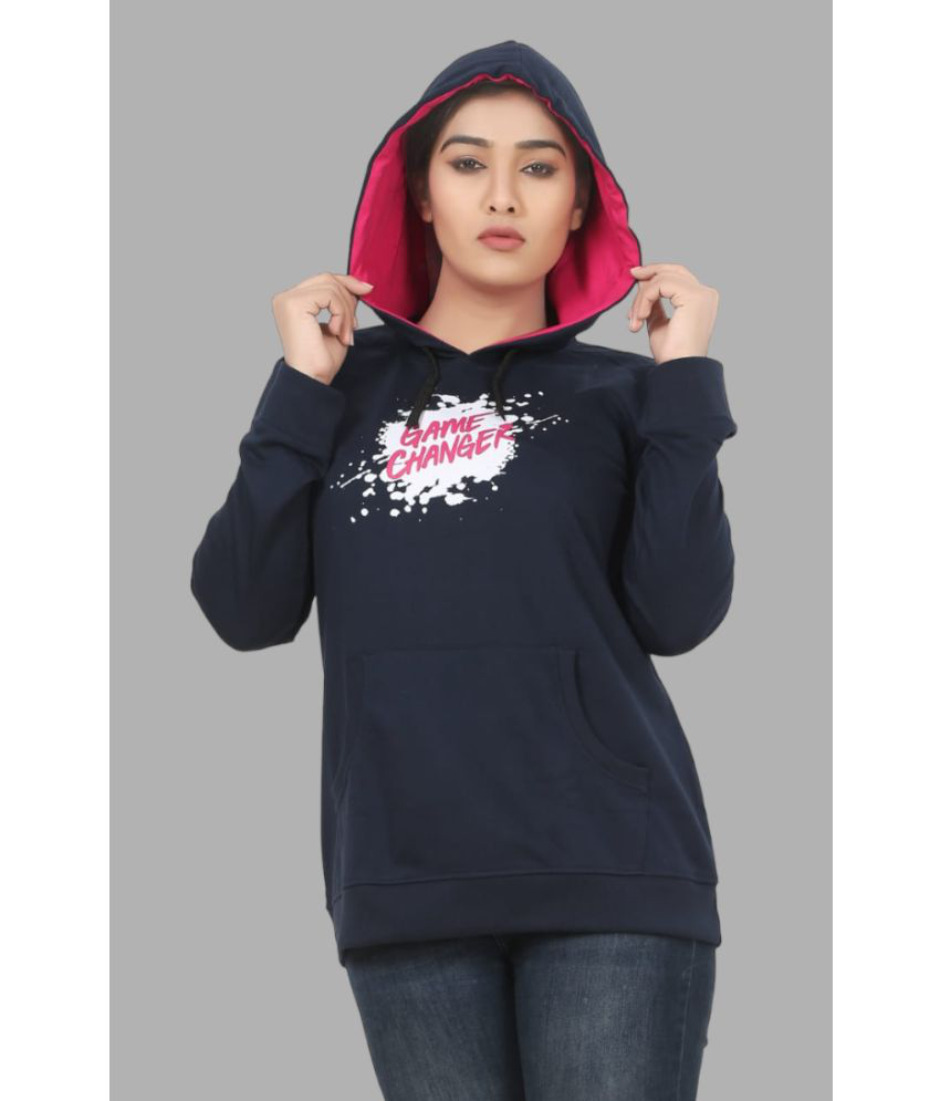     			RRIDHIMA Cotton Blend Women's Hooded Sweatshirt ( Navy )