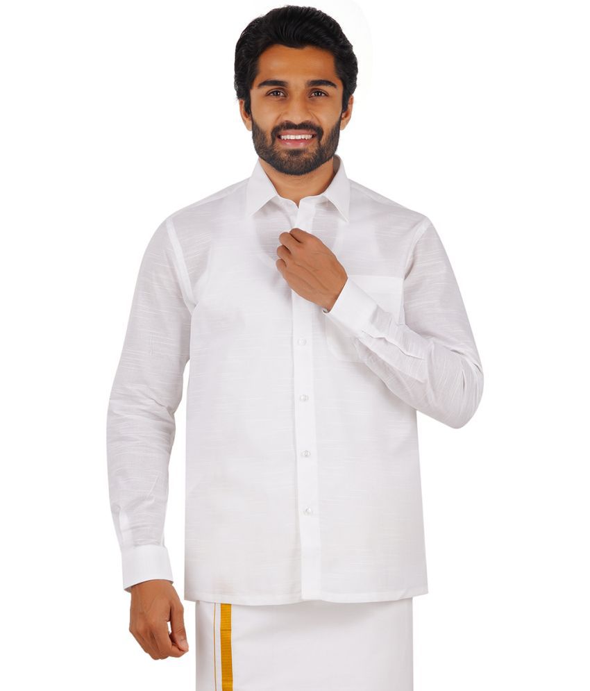     			Ramraj cotton Cotton Blend Regular Fit Full Sleeves Men's Formal Shirt - White ( Pack of 1 )