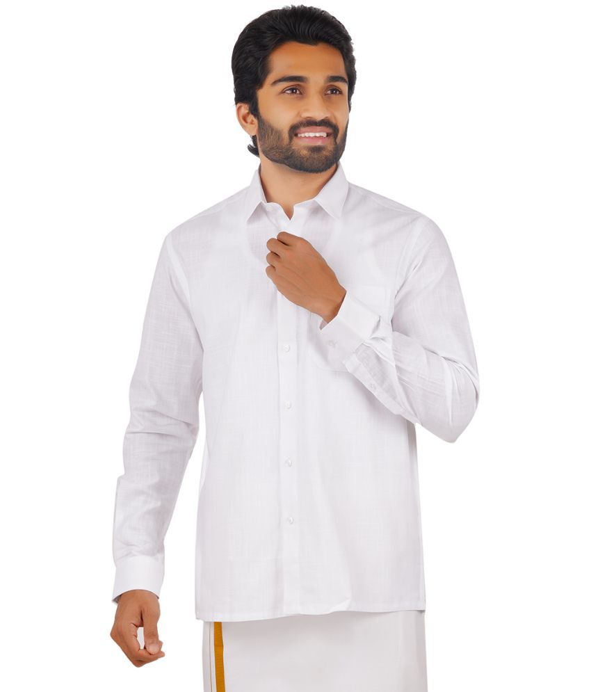     			Ramraj cotton Cotton Regular Fit Full Sleeves Men's Formal Shirt - White ( Pack of 1 )