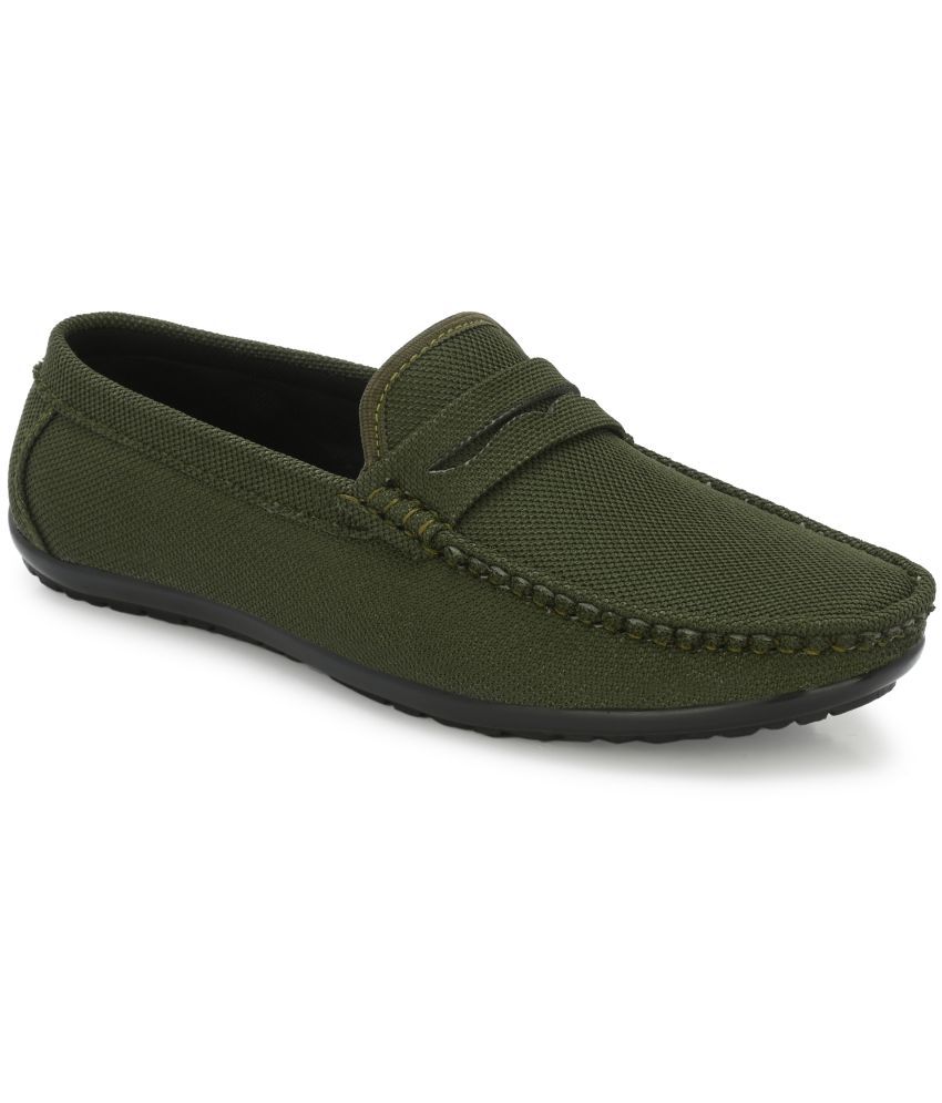     			Stylelure Green Mesh Knit Loafers - Green Men's Slip-on Shoes