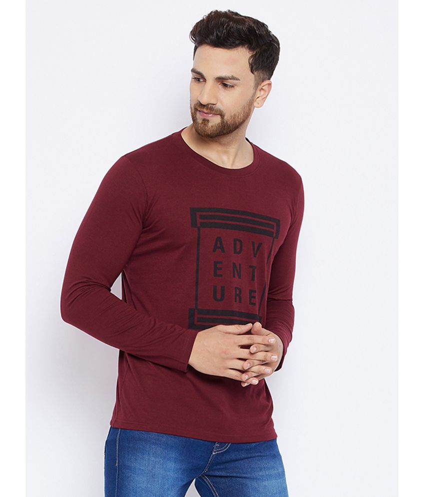     			The Million Club Polyester Regular Fit Printed Full Sleeves Men's T-Shirt - Maroon ( Pack of 1 )