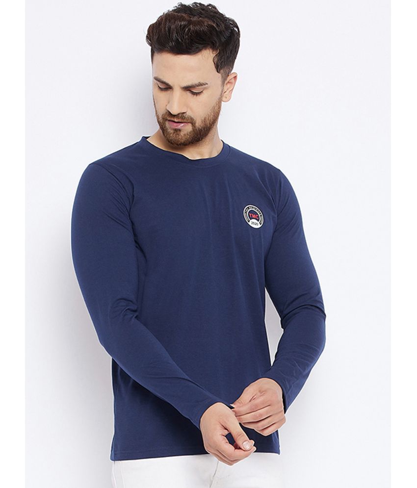     			The Million Club Polyester Regular Fit Solid Full Sleeves Men's T-Shirt - Navy ( Pack of 1 )