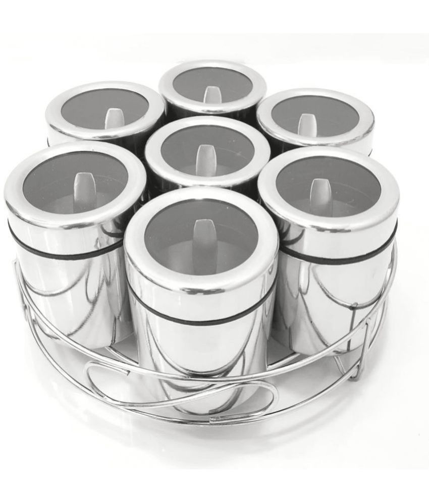     			Visaxmi 7 Masala Box stand Steel Silver Spice Container ( Set of 1 )