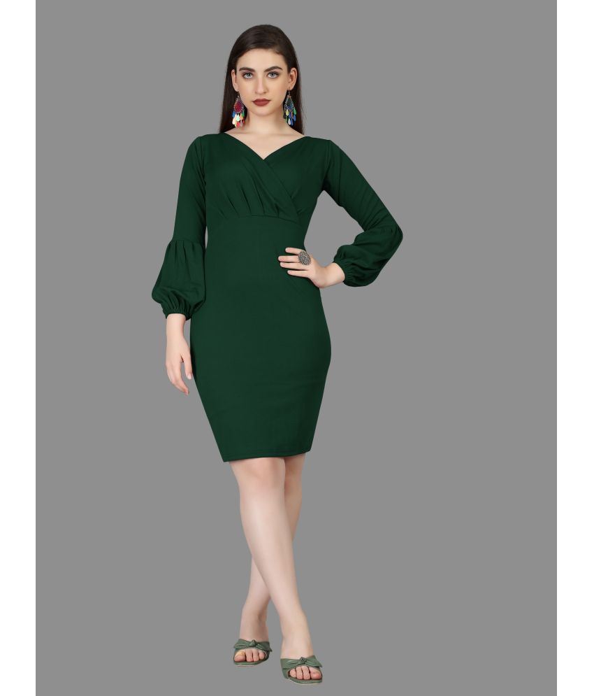     			Aika Polyester Solid Above Knee Women's Bodycon Dress - Green ( Pack of 1 )