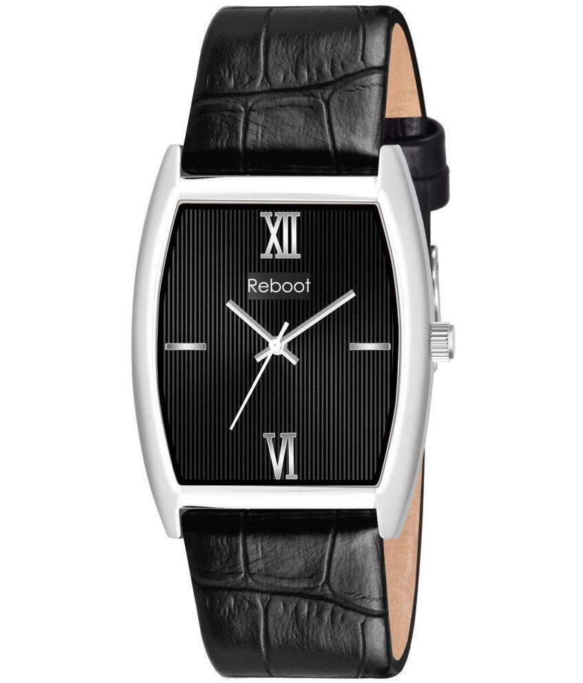     			Reboot - Black Leather Analog Men's Watch