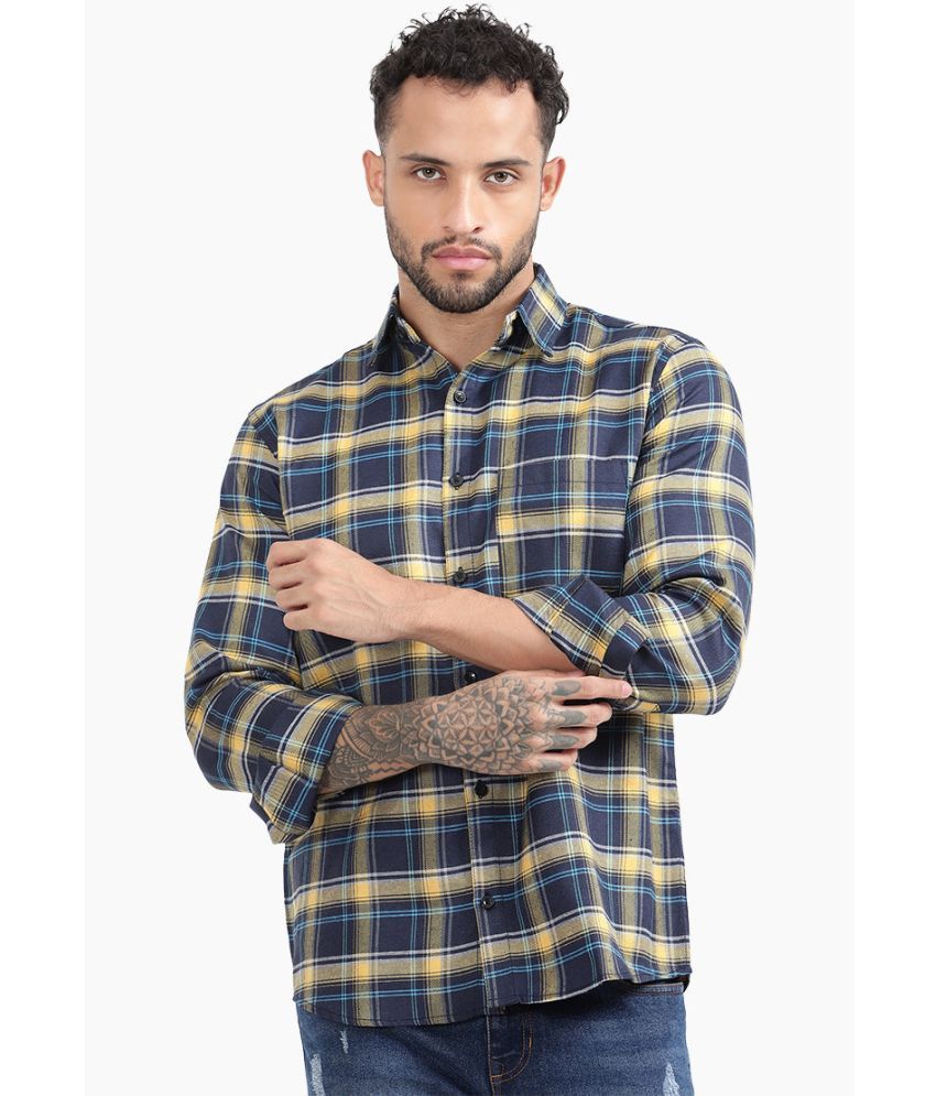     			TrendiVastra Cotton Blend Slim Fit Checks Full Sleeves Men's Casual Shirt - Yellow ( Pack of 1 )