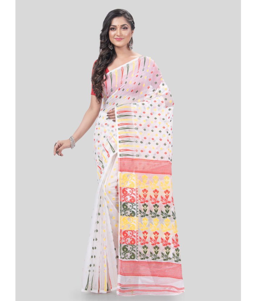     			Desh Bidesh Cotton Self Design Saree Without Blouse Piece - Multicolor ( Pack of 1 )