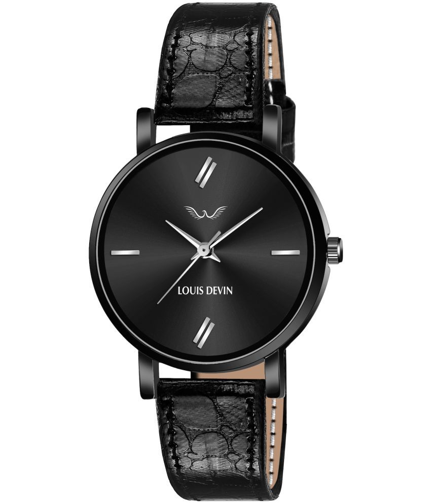     			LOUIS DEVIN - Black Leather Analog Womens Watch