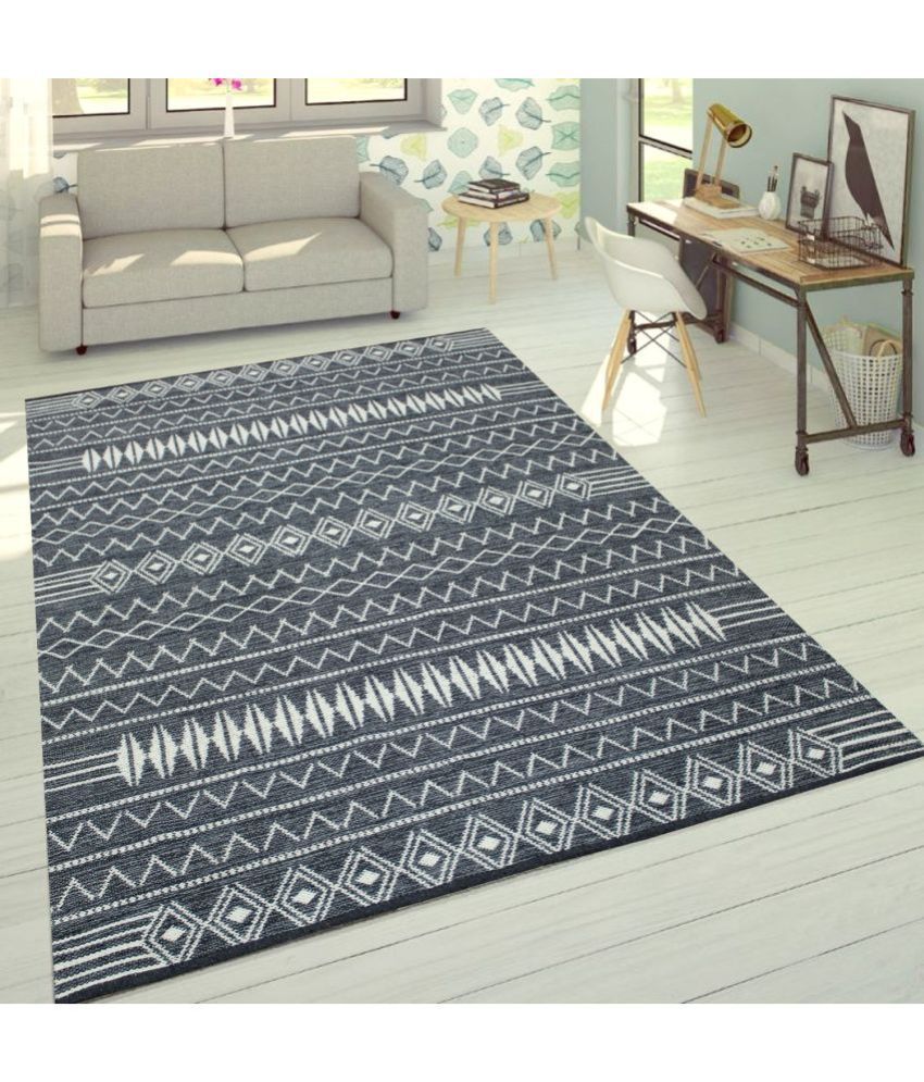     			MRIC Gray Cotton Carpet Geometrical 4x6 Ft