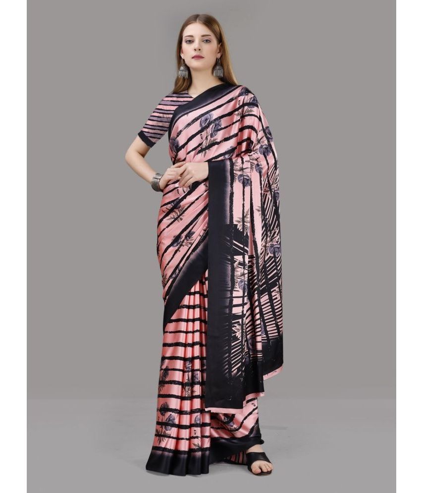     			Sitanjali Silk Blend Striped Saree With Blouse Piece - Peach ( Pack of 1 )