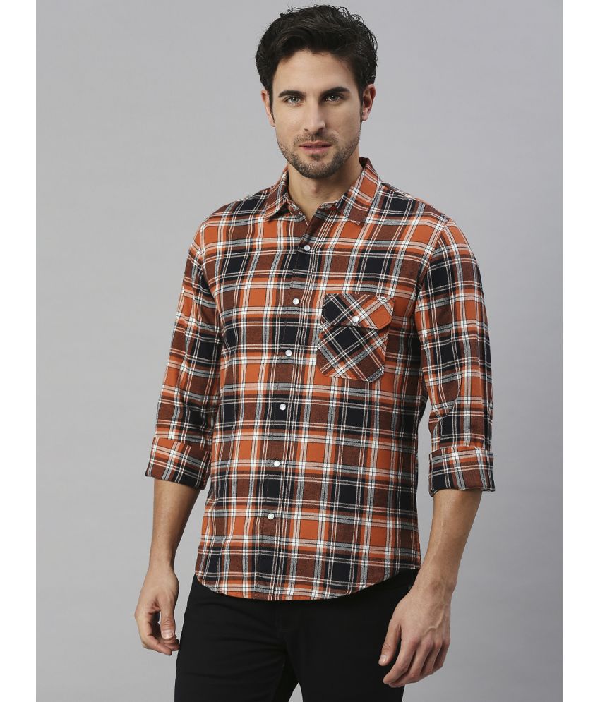     			Solemio Cotton Regular Fit Full Sleeves Men's Formal Shirt - Orange ( Pack of 1 )