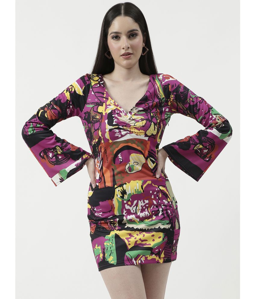     			Zima Leto Polyester Printed Mini Women's Bodycon Dress - Multicolor ( Pack of 1 )