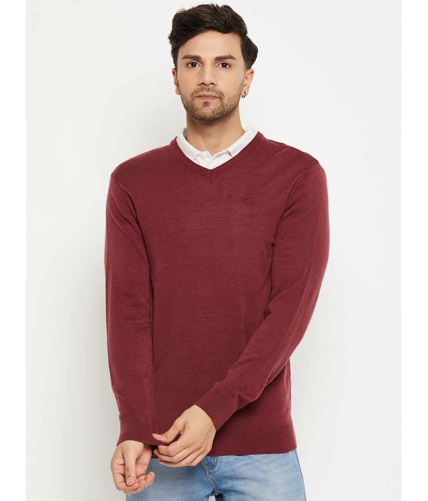     			98 Degree North Acrylic V-Neck Men's Full Sleeves Pullover Sweater - Maroon ( Pack of 1 )