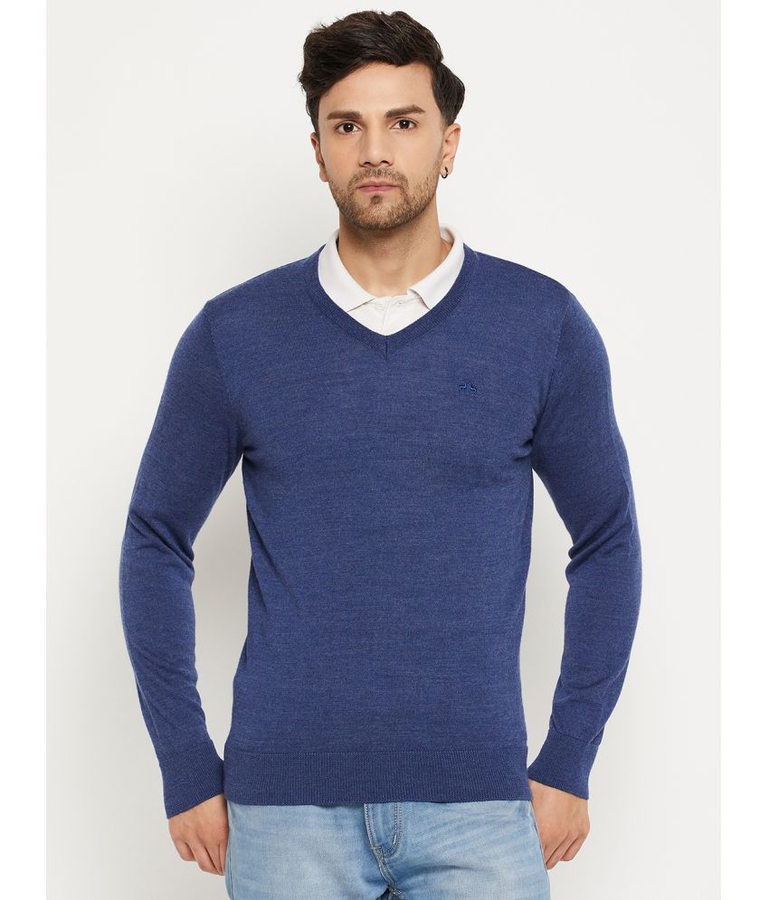    			98 Degree North Woollen Blend V-Neck Men's Full Sleeves Pullover Sweater - Navy Blue ( Pack of 1 )