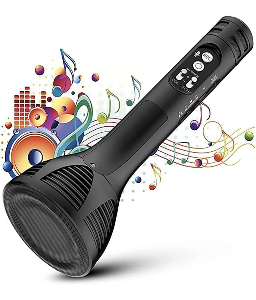     			Handheld Wireless Singing Mike Multi-Function Bluetooth Karaoke Mic with Microphone Speaker for All Smart Phones (Assorted colour and Print)