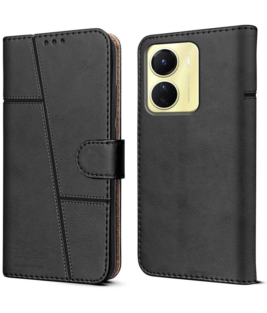     			NBOX - Black Flip Cover Artificial Leather Compatible For Vivo Y56 ( Pack of 1 )