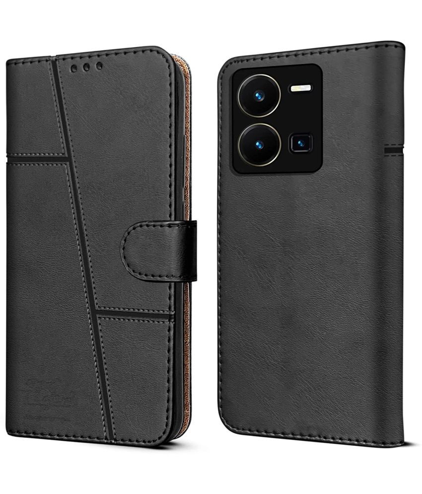    			NBOX - Black Flip Cover Artificial Leather Compatible For Vivo Y36 ( Pack of 1 )