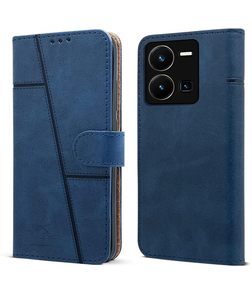     			NBOX - Blue Flip Cover Artificial Leather Compatible For Vivo Y36 ( Pack of 1 )