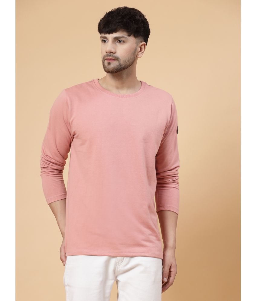     			Rigo Cotton Oversized Fit Solid Full Sleeves Men's T-Shirt - Pink ( Pack of 1 )