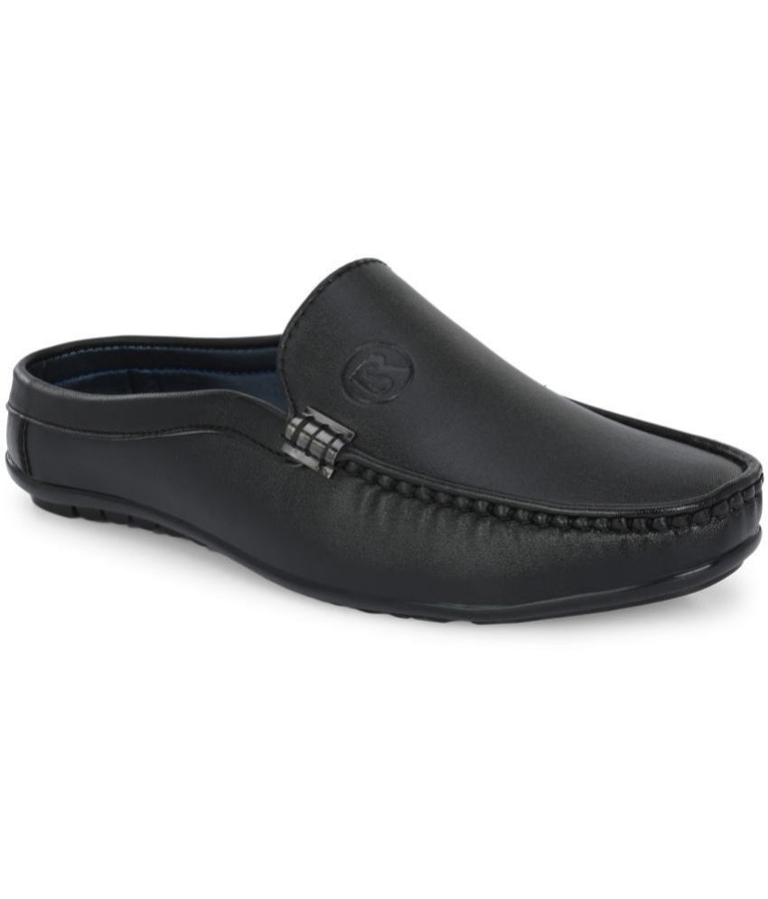     			ShoeRise Open Half Loafers - Black Men's Mules Shoes
