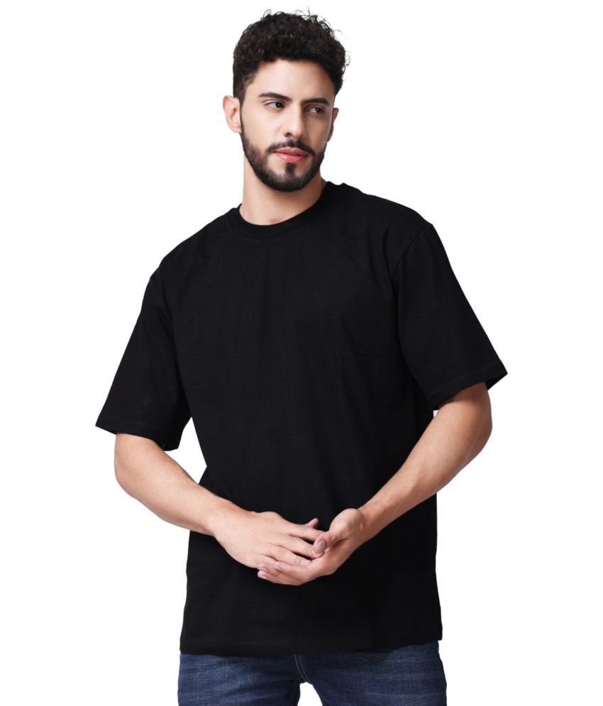    			Trond Cotton Blend Oversized Fit Printed Half Sleeves Men's T-Shirt - Black ( Pack of 1 )