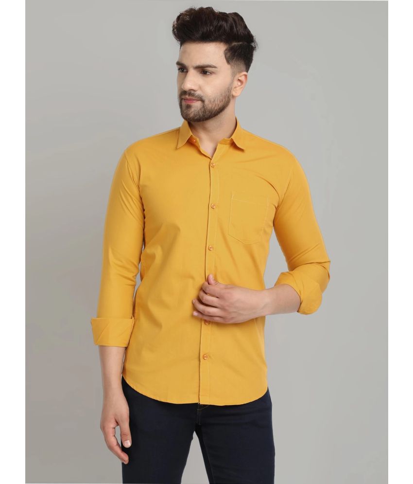     			VERTUSY Cotton Blend Regular Fit Solids Full Sleeves Men's Casual Shirt - Mustard ( Pack of 1 )