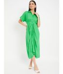 DRAPE AND DAZZLE Rayon Solid Full Length Women's Wrap Dress - Green ( Pack of 1 )