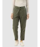 Women Olive Green Regular Fit Paneled Solid Cargo Trousers