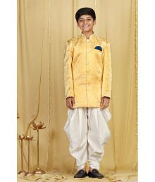 AJ Dezines - Yellow Polyester Blend Boys Sherwani ( Pack of 1 )