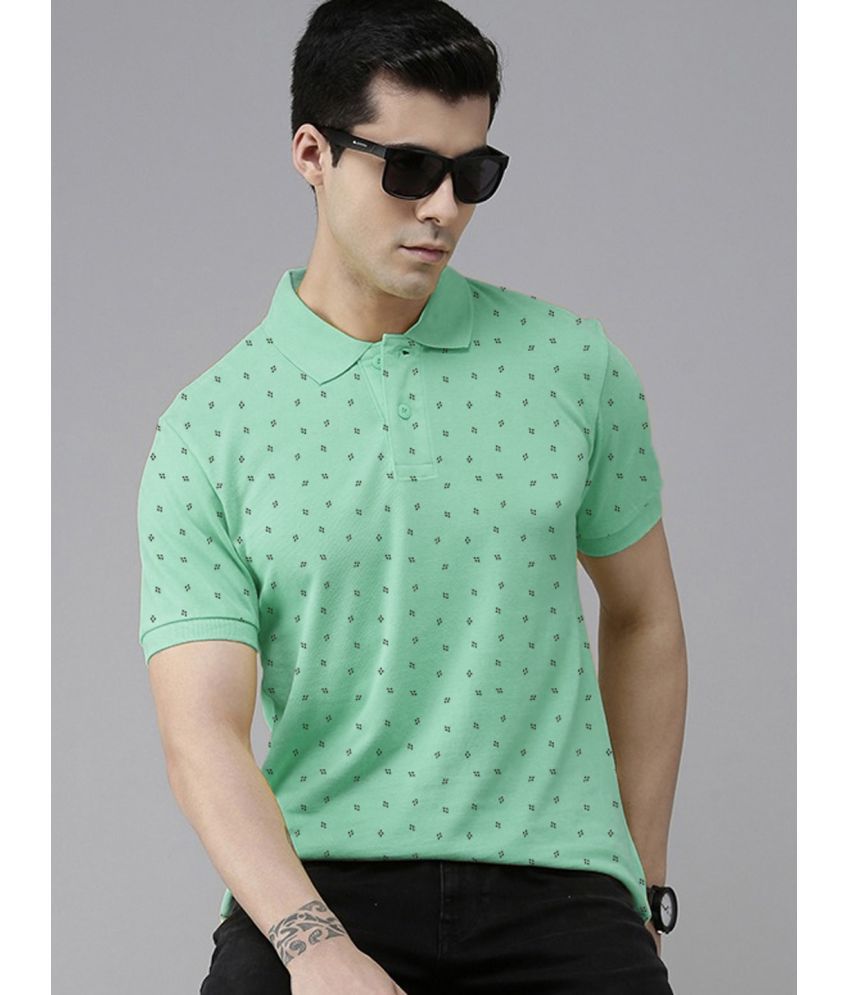     			ADORATE Cotton Blend Regular Fit Printed Half Sleeves Men's Polo T Shirt - Sea Green ( Pack of 1 )